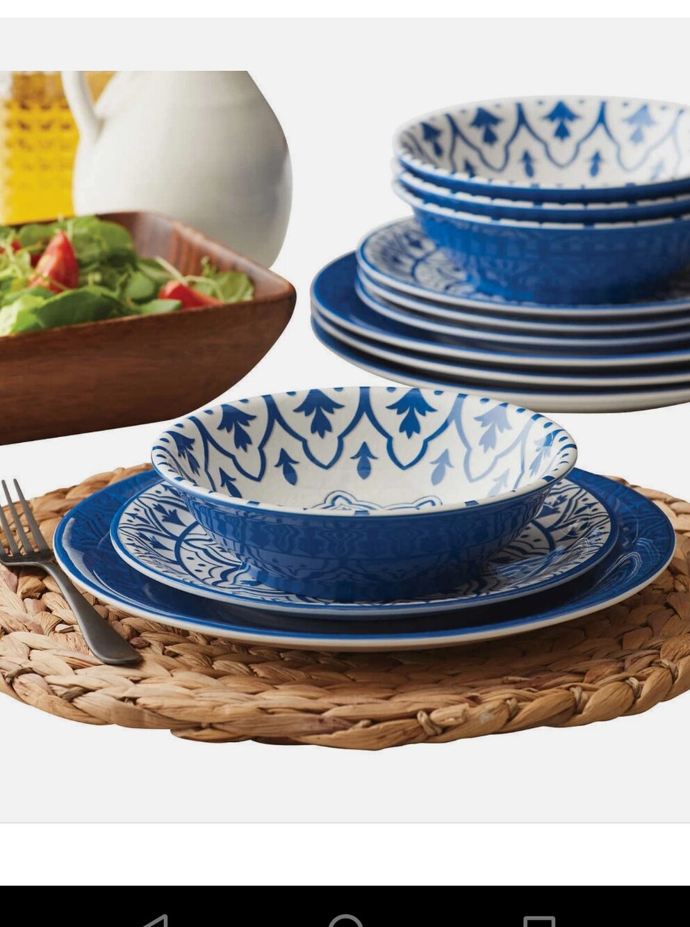 Pandex Melamine 12-Piece Dinnerware Set for 4, NEW, Dishwasher Safe Durable BLUE - Picture 3 of 8
